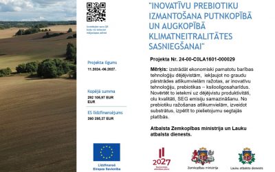 Projekts “Inovatīvu prebiotiku izmantošana putnkopībā un augkopībā klimatneitralitātes sasniegšanai”